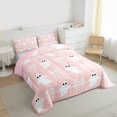 thumbnail image 4 of Manfei Girly Pink Ribbon Bedding Comforter Set for Kids, Halloween Ghost Print Twin Comforter Sets, Sugar Gothic Reversible Bedding Set, Luxury Bedroom Decor, 2 Pieces, 4 of 9