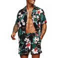 thumbnail image 1 of Men's Hawaiian Shirts Casual Button Down Short Sleeve Printed Shirts Shorts Set, 1 of 4