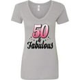 thumbnail image 3 of Inktastic 50 and Fabulous with Sparkles Women's V-Neck T-Shirt, 3 of 5