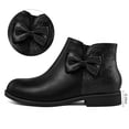 thumbnail image 3 of Rexoro Girls Bow Ankle Boots Cute Round Toe Side Zipper Kids Booties Dress Party Shoes,Black Glitter,1 Big Kid, 3 of 5