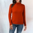 thumbnail image 2 of DHFJKG Women's Knit Sweaters Base Turtleneck Pullover Long Sleeve Slim Fit Solid Color Stretch Layering Top With Ribbing Edge Winter Cozy Jumper Tops, 2 of 4