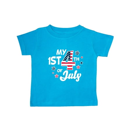 

Inktastic My 1st 4th of July with Striped Stars Gift Baby Boy or Baby Girl T-Shirt