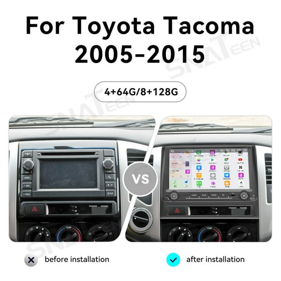 SNATEEN 9 inch Carplay Screen/Radio/Multimedia Player for Toyota Tacoma 2005-2015 Universal Car Navigation/GPS Upgrade Headunit Android Display 1080P Touch Screen Replace System