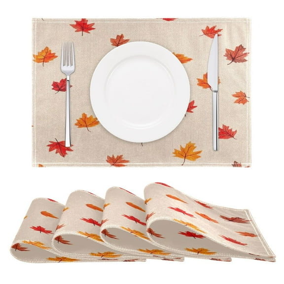 Falling Maple Leaves Reversible Placemat Non Slip Coffee Mat 18x12 Inch for Dining, Kitchen, Coffee