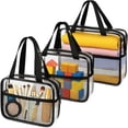 thumbnail image 1 of Bolsas de aseo de viaje transparentes, paquete de 3 bolsas de maquillaje transparentes para hombres y mujeres, kit organizador grande impermeable de PVC con cierre, 1 of 4