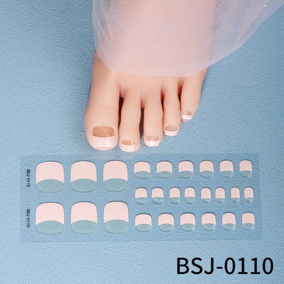 Gel nail stickers French foot stickers UV lamp half-baked semi-cured toenail stickers