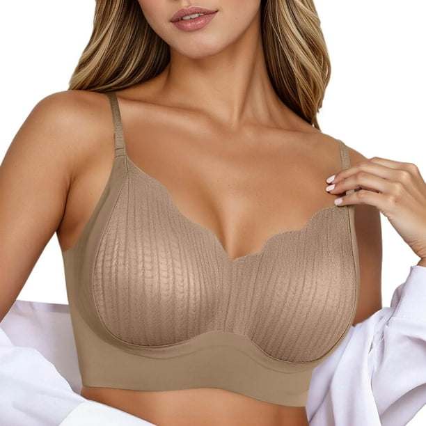 Brasier Mujer Sujetador sin Costuras y sin Aros para Mujer, sin Derrames Laterales, Push up, Suave, Cómodo, sin Relleno, Bralette de Talla Grande, Transpirable, Ropa Interior de Soporte Extra Grande