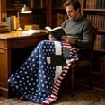 thumbnail image 4 of HHJZPR 4th of July American Flag Plush Throw Blanket, Red White Blue Stars & Stripes, Cozy Soft Blanket for Independence Day & Home Decor, 4 of 6