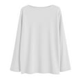 thumbnail image 4 of Lenpel Women's Tops Trendy Bell Long Sleeve Boat Neck Solid Color T Shirts Loose Tunic Blouse Soft Casual Tees(White,X-Large), 4 of 7