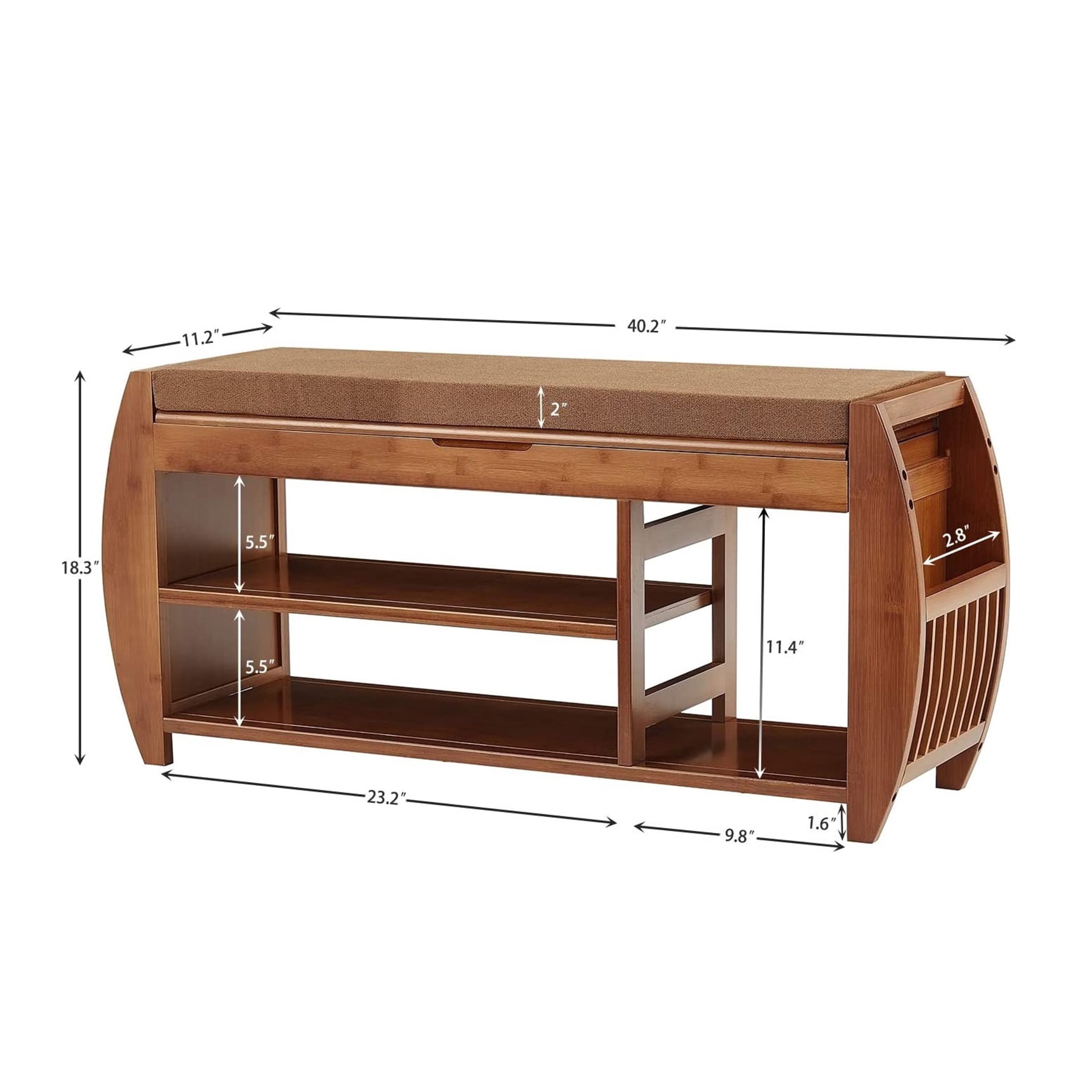 BALANBO Bamboo Shoe Rack & Shoe Bench, Entryway Storage Organizer, Multi Function for Hallway Bathroom Living Room Corridor and Garden, Detachable Cushion with Hidden Storage Compartment