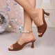 thumbnail image 5 of Sandalias Mujeres Sandalias de Deslizamiento Casuales Tacones de Mula de Punto con Costillas, Zapatos de Mujer Sandalias Casuales Vestidas Toe Abierto, 5 of 9