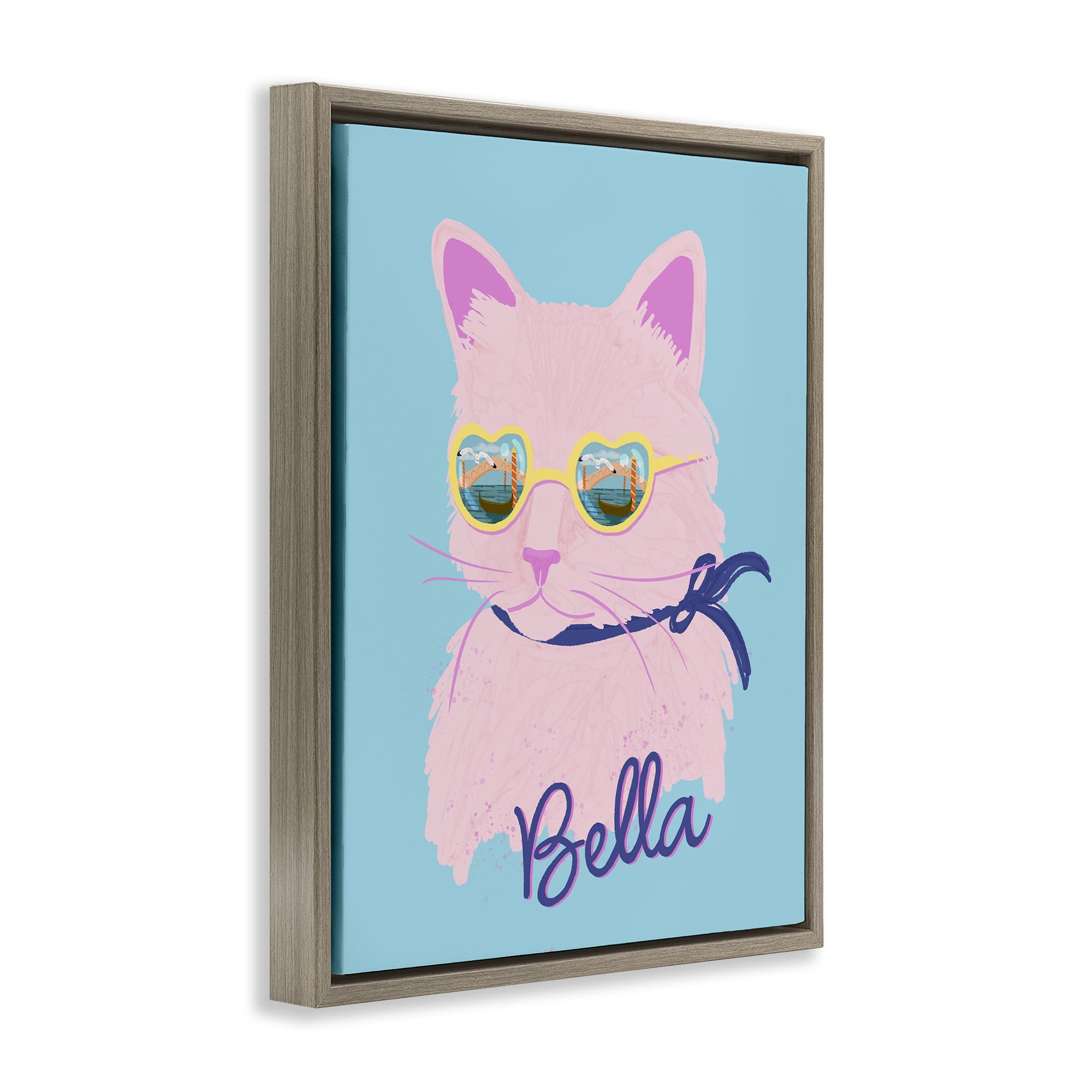 Stupell Industries Cool Cat Bella Brown Framed Floater Canvas Wall Art, design by Steffanie Pisula