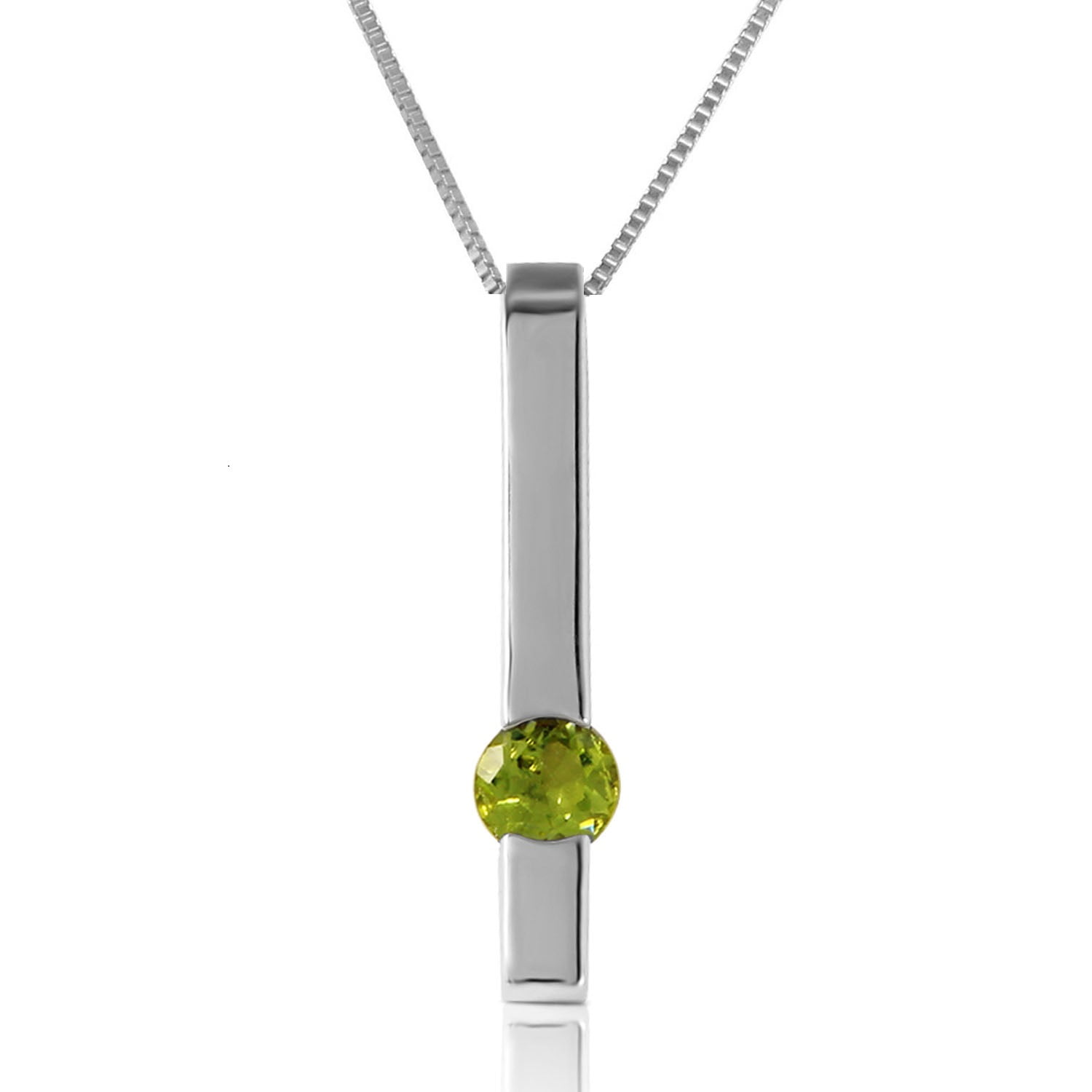 Galaxy Gold 14K Solid Gold Natural Peridot Necklace for Women - White Gold Fine Jewelry
