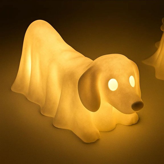 Dachshund Ghost Lamp Halloween Decor, French Bulldog Halloween Glowing Ghost Dog Figurines, Cute Halloween Decor Statues Nightlight for Dog Lovers, Fans of Quirky Decor, Battery type