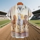thumbnail image 3 of Mens Casual Manga Corta Botón Abajo Camisas Turndown Cuello Blusa de Impresión, Poliéster Ligero Top de la Moda para el Verano Al Aire Libre Y el Uso Diario, 3 of 6