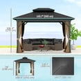 thumbnail image 3 of Outsunny Pavillon à Toit Rigide 10 Pieds x 12 Pieds Pavillon Extérieur en Aluminium, Brun Foncé, 3 of 10