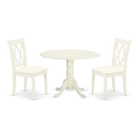 Atlin Designs Wood Dining Set with Linen Fabric Seat in White