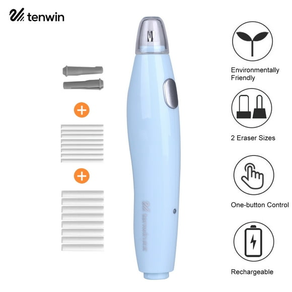 tenwin Electric Eraser Kit with 16 Eraser Refills Rechargeable Pencil Eraser One-button Control Christmas Gift Stationery Supplies for School Students Artists Drawing Painting Sketching Draf