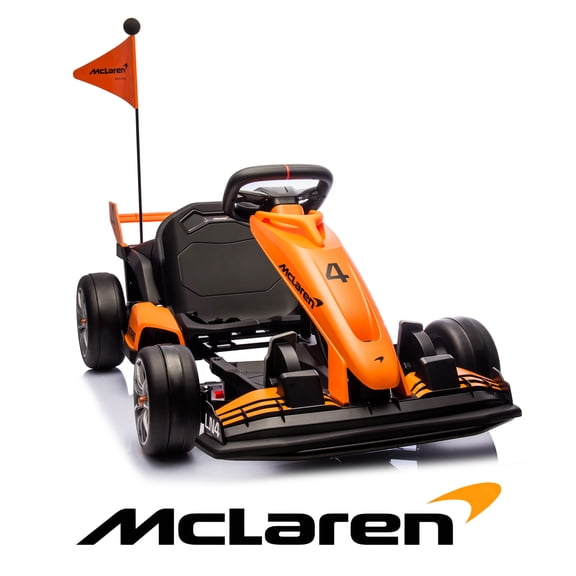 McLaren 24V Ride On Go Kart for Kids, Drifting Ride On Car with LED Lights, 3 Levels Foldable Design, Battery Powered Ride On Toy w/ Rear Wheels for Age 6  Kids