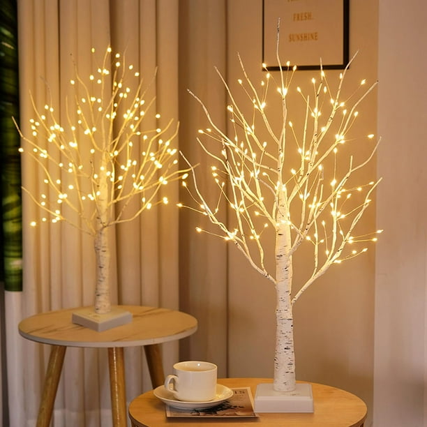 Lámpara de mesa con forma de árbol iluminada de 2 pies con 144 luces LED y temporizador