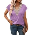 thumbnail image 4 of Fantaslook Lace Womens Blouses Cap Sleeve V Neck T Shirts for Women Summer Casual Tops, 4 of 9
