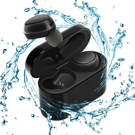 4.2 Single - Bluetooth 4.2 EarBuds with Magnetic Charging Case by Indigi - Single or Dual Earpiece Mode - 2.5 Hours of Use (Black)