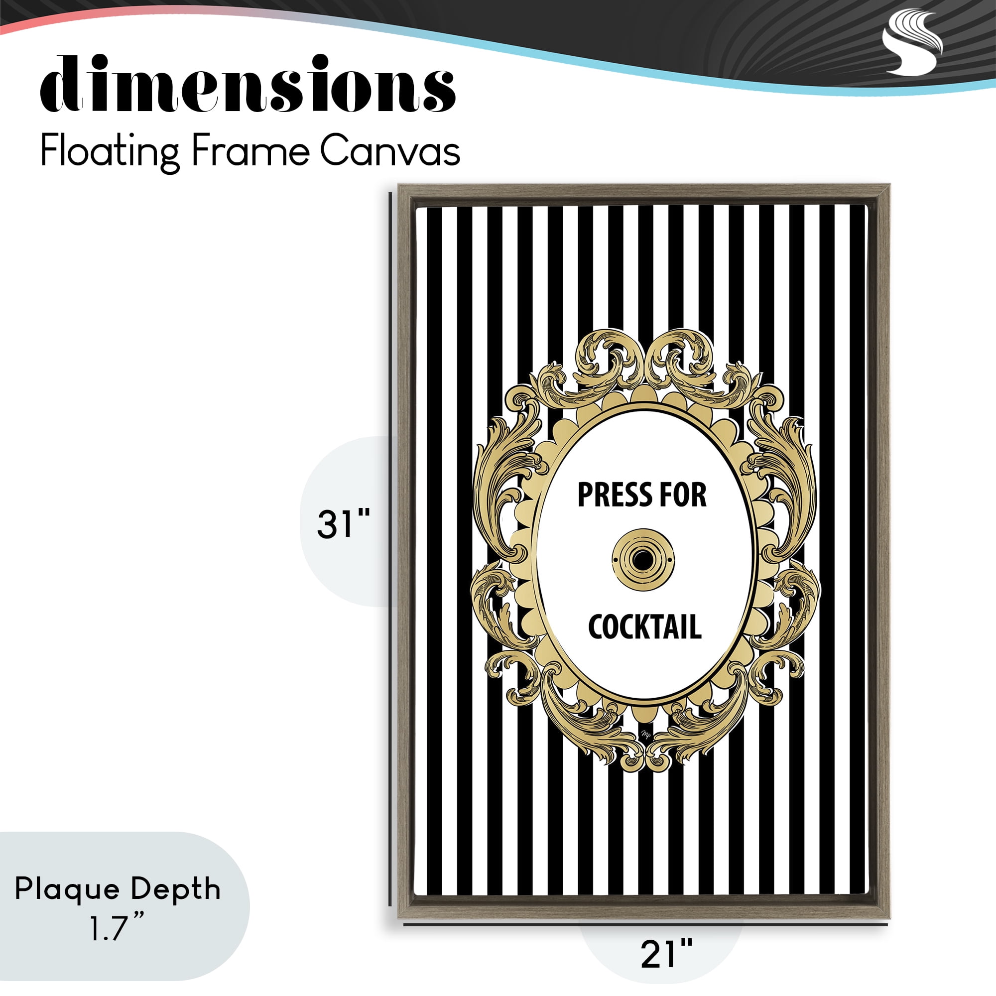 Stupell Industries Press For Cocktail Celebration Brown Framed Floater Canvas Wall Art, design by Martina Pavlova