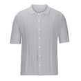 thumbnail image 1 of Birdeem Chemises pour Hommes Mode Tricot Décontracté Couleur Unie Manches Courtes Col Rabattu Blouse Chemise, 1 of 1