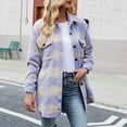 thumbnail image 2 of Mingw Womens Plaid Shacket Jacket Flannel Knitting Cotton Winter Clothing Woolen Coats,XL, 2 of 5