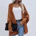 thumbnail image 3 of Qarigey Cárdigan de poliéster para mujer, suéter portátil lavable de Color sólido, transpirable, a la moda, con abertura frontal, Abrigos y chamarras Marrón claro, 3 of 6