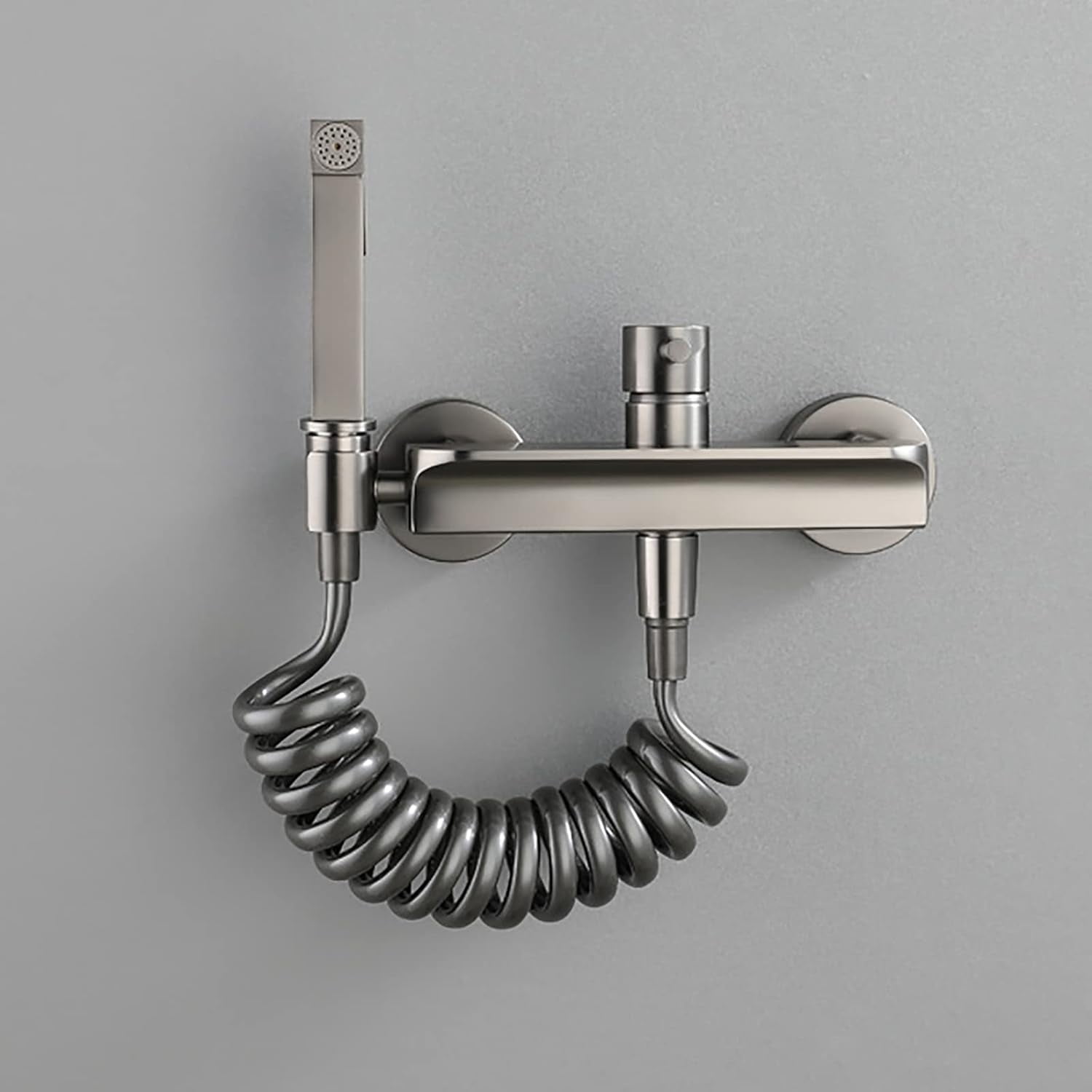 Handheld Bidet Sprayer for Toilet, Gray Brass Bathroom Cloth Diaper Sprayer Set with Cold and Hot Water, Wall Mounted Toilet Bidet Sprayer Kit for Feminine Hygiene,PVC Hose