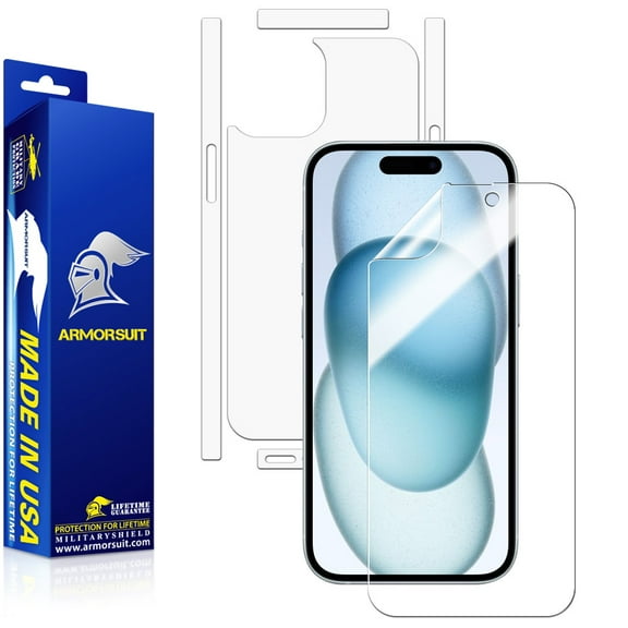 ArmorSuit 2 2 Full Body Skin   Screen Protector for iPhone 15 [6.1-inch] HD Clear MilitaryShield Film - Made in USA