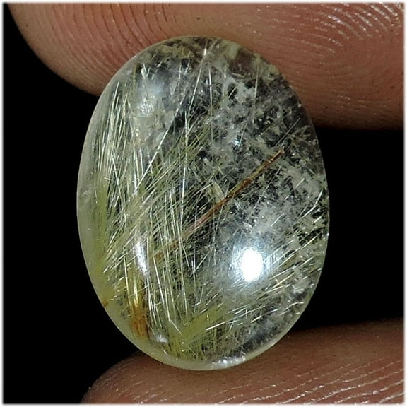 7.00 Carat Natural Golden Rutile Quartz Oval Cabochon Loose Gemstone