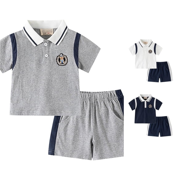 WhouRiu Boys Summer Outfits Short Sleeve Polo Shirts And Shorts Sets Kids Back To School Clothes