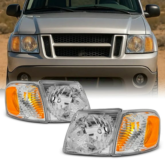 AKKON - For 2001-2005 Ford Explorer Sport Trac Chrome Housing Headlight Corner Lamp Assembly