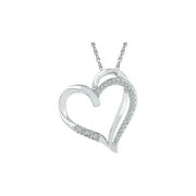 1/10 Carat (Ctw) Diamond Heart Pendant Necklace in Sterling Silver with Chain