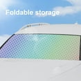 thumbnail image 4 of Car Windshield Sun Shade Accordion Style Double-Sided UV Protection 51x27.5" 55x27.5" 55x23.6" Purple Foldable Auto Sunshade Universal Fit with Suction Cups for Small Medium Cars Heat Blocking, 4 of 8