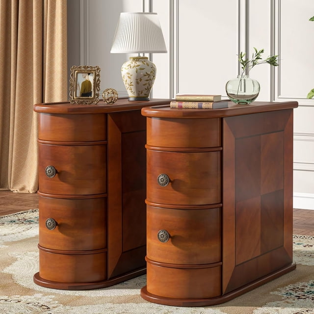 2-Drawer Wood End Table, No Assembly Required