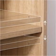 thumbnail image 6 of JERFIT Mid-Century Modern Accent Cabinet with Rattan Doors and Open Shelves, Adjustable Storage Organizer for Living Room, Dining Room, Natural, 6 of 8