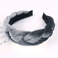 thumbnail image 2 of XASZHN Textured Braided Velvet Wide Headband for Women Solid Color Hair Accessory with Ribbon Detail Grey_001 One Size, 2 of 5