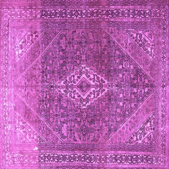 Ahgly Company Indoor Square Medallion Purple Traditional Area Rugs, 6' Square
