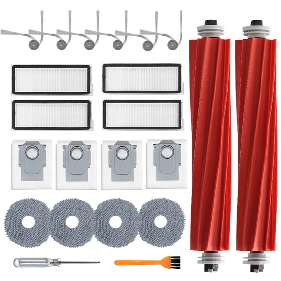 22 Pack Replacement Accessories for Roborock QV 35A/QV 35S Robot Vacuum Cleaner, , 2 Main Brush Roller, 4 Hepa Filters,4 Mop Pads, 4 Dust Bags, 6 Side Brush