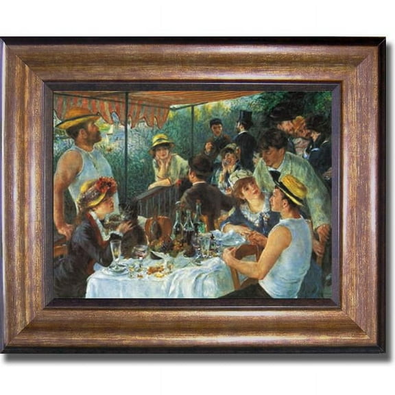 Artistic Home Gallery  Luncheon of the Boating Party by Auguste Renoir Premium Bronze Framed Canvas Wall Art