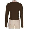 thumbnail image 5 of Posijego Going out Tops for Women Ribbed Long Sleeve Shirts Strenth Slim Basic T-Shirts Trendy Clothes, 5 of 7