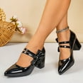 thumbnail image 3 of Womens Mary Jane Shoes Cute Bowknot Closed Pointed Toe Dressy Heels Casual Chunky Block Heel Pumps Shoes Black Size 7.5, 3 of 6