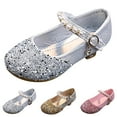 thumbnail image 4 of EnJoCho Fashion Summer Children Sandals Girls Fashion Golden Shoes Low Heel Buckle Shiny Pearl Sequins Dress Dance Shoes Toddler Kids Cute Shoes, 4 of 6