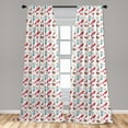 thumbnail image 4 of Ambesonne Cardinal Curtains, Cartoon Bird Winter Gloves, Pair of 28"x84", Dark Coral Soft Blue, 4 of 4