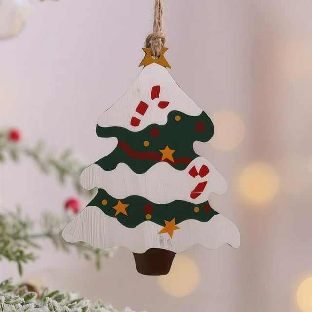 Mini Wooden Retro Small Hanging Ornament For Tabletop Display and Seasonal Home