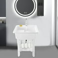 thumbnail image 2 of Loyalheartdy Freestanding Plastic Laundry Sink Indoor/Outdoor Utility Sink with Washboard/Cold & Hot Water Faucet/Hoses and Drain Kit 29.5In, 2 of 12