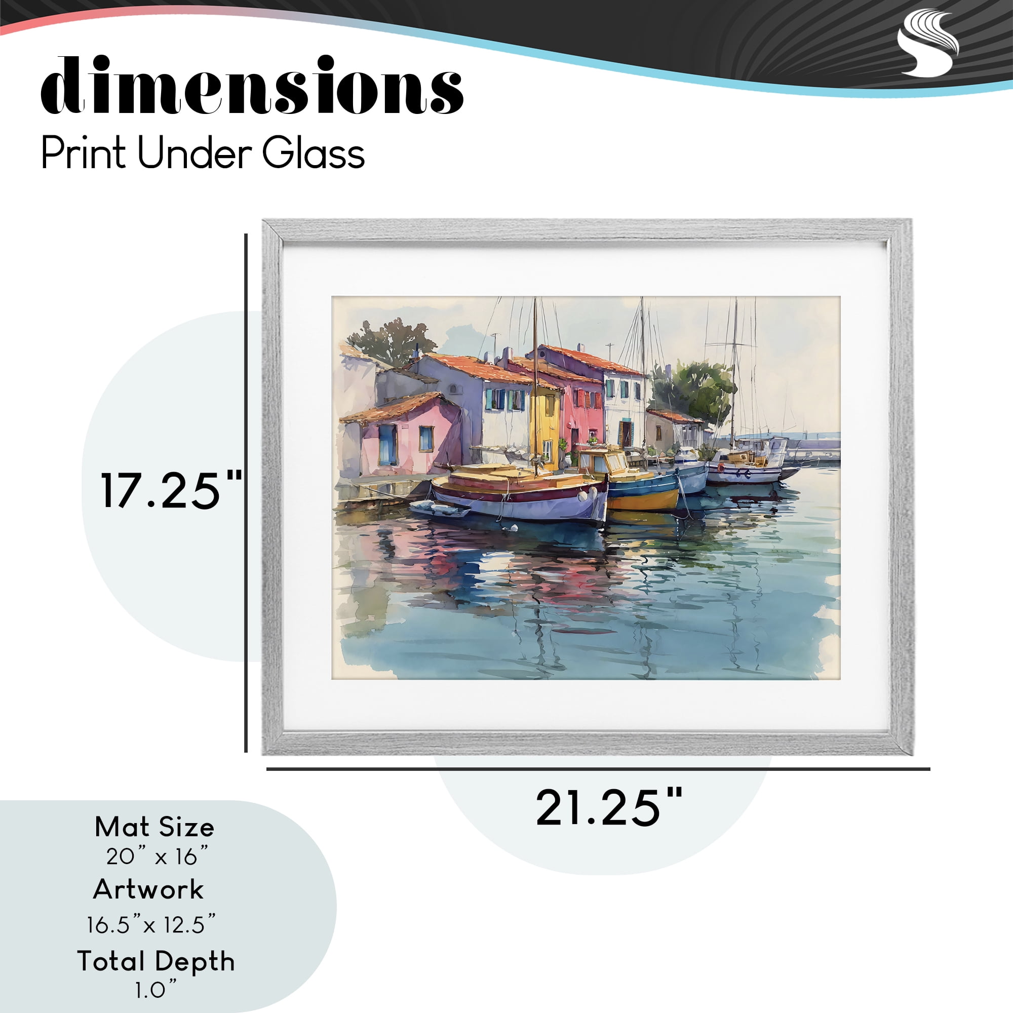 Stupell Industries Colorful Docks Harbor Gray Framed Print Under Glass, design by Franklyn Gregory
